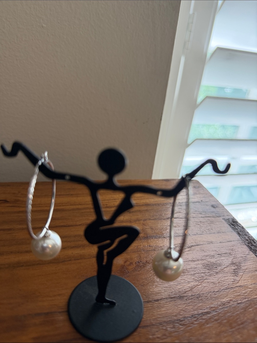 Swarovski crystal hoops with faux pearl
